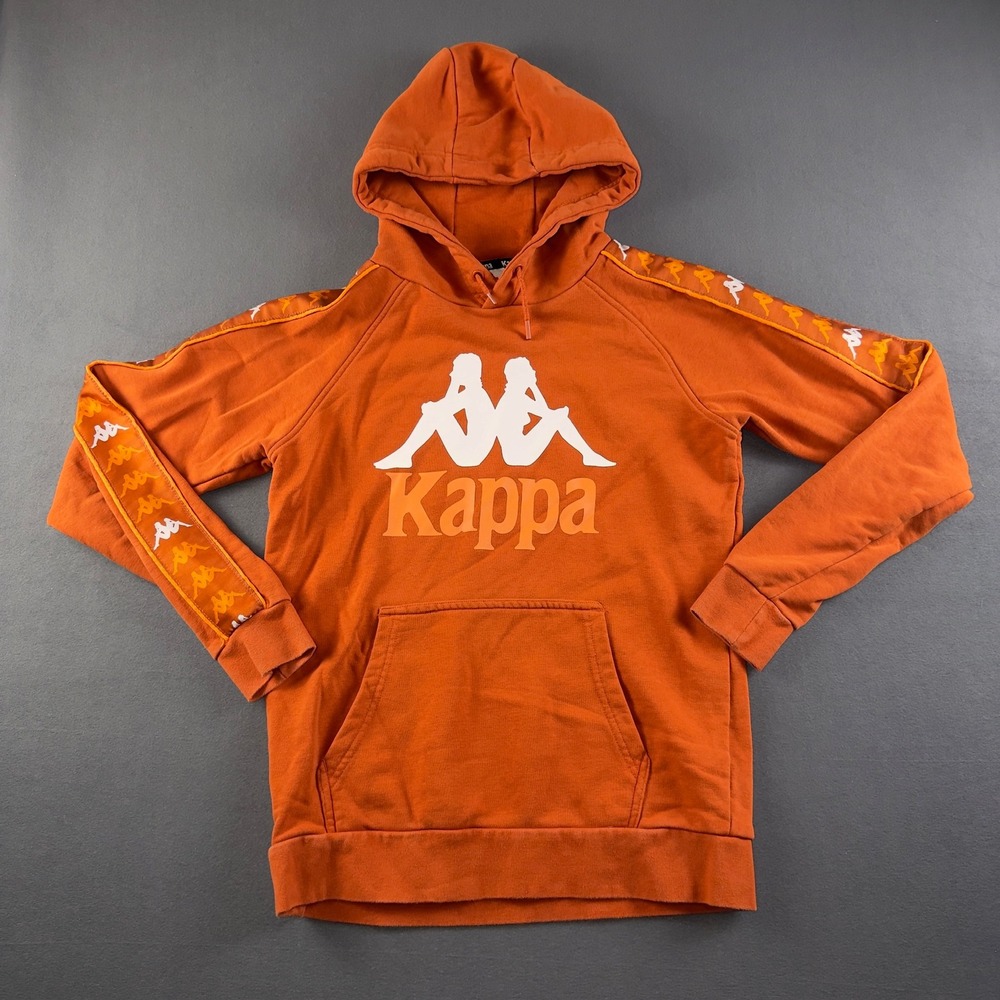 Kappa Mens Omini Logo Tape Hoodie Orange Small Pullover Sweatshirt